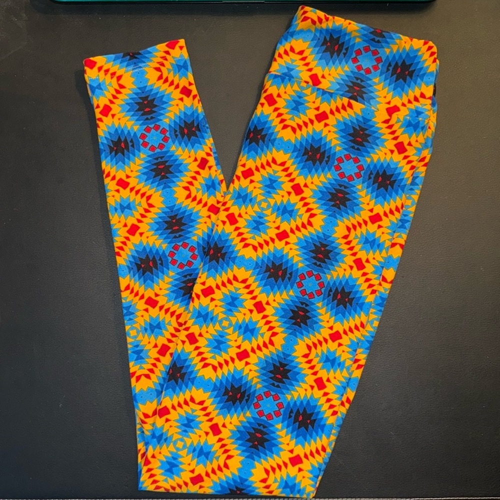 LuLaRoe Leggings - Vibrant Blue and Yellow Pattern